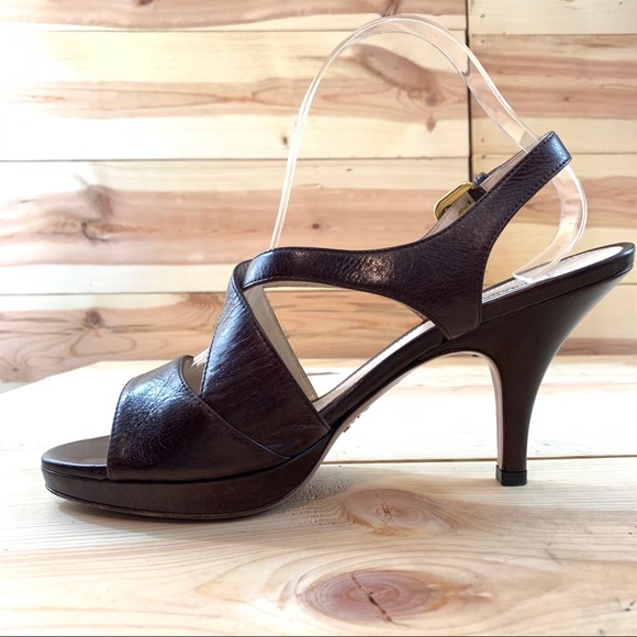 Prada brown leather cris cross platform sandals 40 - Picture 7 of 14